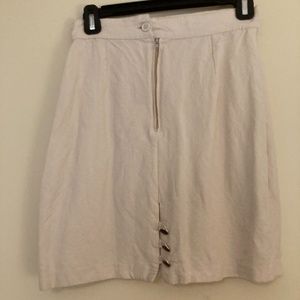 Off white linen skirt with buttons up the back